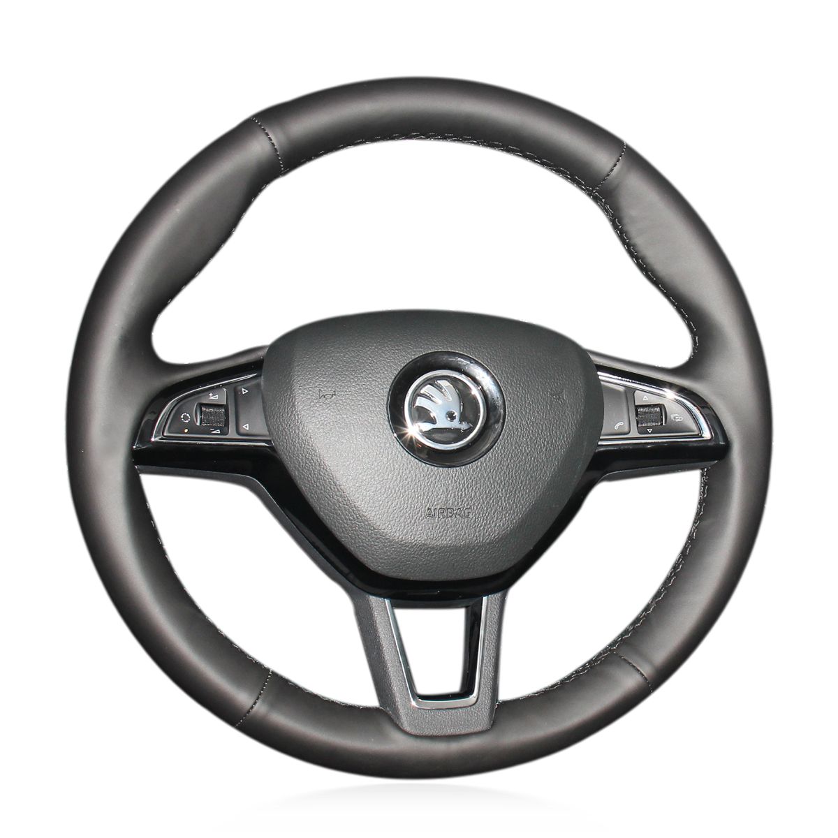 Loncky Auto Custom Fit OEM Black Genuine Leather Car Steering Wheel